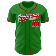 Load image into Gallery viewer, Custom Grass Green Red-White Authentic Baseball Jersey