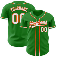 Load image into Gallery viewer, Custom Grass Green White-Orange Authentic Baseball Jersey