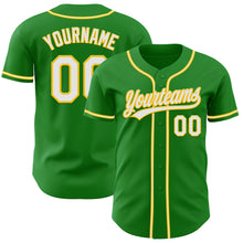 Load image into Gallery viewer, Custom Grass Green White-Yellow Authentic Baseball Jersey