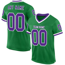 Load image into Gallery viewer, Custom Grass Green Purple-White Mesh Authentic Throwback Football Jersey