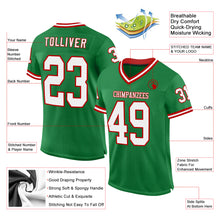 Load image into Gallery viewer, Custom Grass Green White-Red Mesh Authentic Throwback Football Jersey