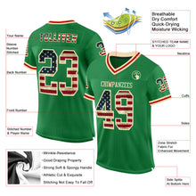 Load image into Gallery viewer, Custom Grass Green Vintage USA Flag Cream-Red Mesh Authentic Throwback Football Jersey