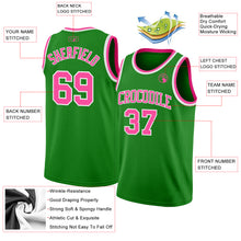 Load image into Gallery viewer, Custom Grass Green Pink-White Authentic Basketball Jersey