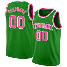 Load image into Gallery viewer, Custom Grass Green Pink-White Authentic Basketball Jersey