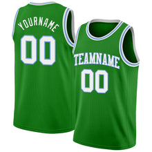 Load image into Gallery viewer, Custom Grass Green White-Light Blue Authentic Basketball Jersey