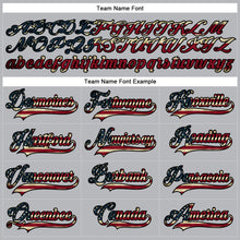 Load image into Gallery viewer, Custom Gray Vintage USA Flag Black-Crimson Hockey Lace Neck Jersey