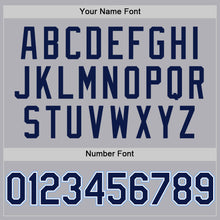 Load image into Gallery viewer, Custom Gray Navy-Light Blue Mesh Authentic Throwback Baseball Jersey