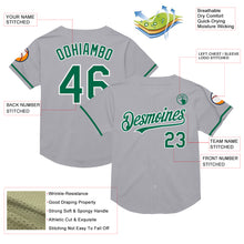 Load image into Gallery viewer, Custom Gray Kelly Green-Black Mesh Authentic Throwback Baseball Jersey