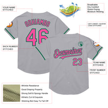 Load image into Gallery viewer, Custom Gray Pink-Kelly Green Mesh Authentic Throwback Baseball Jersey