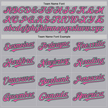 Load image into Gallery viewer, Custom Gray Pink-Kelly Green Mesh Authentic Throwback Baseball Jersey