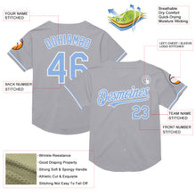 Load image into Gallery viewer, Custom Gray Light Blue-White Mesh Authentic Throwback Baseball Jersey