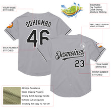 Load image into Gallery viewer, Custom Gray Black-White Mesh Authentic Throwback Baseball Jersey