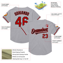 Load image into Gallery viewer, Custom Gray Red-Black Mesh Authentic Throwback Baseball Jersey