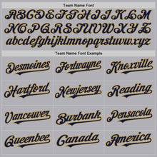 Load image into Gallery viewer, Custom Gray Navy-Old Gold Mesh Authentic Throwback Baseball Jersey