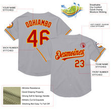 Load image into Gallery viewer, Custom Gray Red-Gold Mesh Authentic Throwback Baseball Jersey