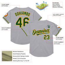 Load image into Gallery viewer, Custom Gray Green-Gold Mesh Authentic Throwback Baseball Jersey