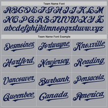 Load image into Gallery viewer, Custom Gray Navy Pinstripe Red-White Authentic Baseball Jersey