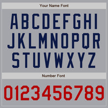 Load image into Gallery viewer, Custom Gray Navy Pinstripe Red-White Authentic Baseball Jersey