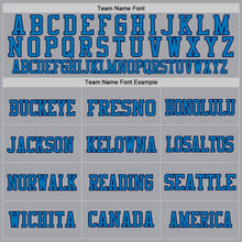 Load image into Gallery viewer, Custom Gray Blue-Navy Mesh Authentic Throwback Football Jersey