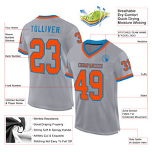 Load image into Gallery viewer, Custom Gray Orange-Blue Mesh Authentic Throwback Football Jersey