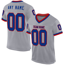 Load image into Gallery viewer, Custom Gray Royal-Red Mesh Authentic Throwback Football Jersey
