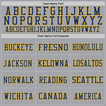 Load image into Gallery viewer, Custom Gray Royal-Gold Mesh Authentic Throwback Football Jersey