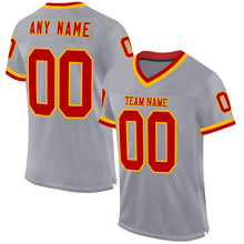 Load image into Gallery viewer, Custom Gray Red-Gold Mesh Authentic Throwback Football Jersey