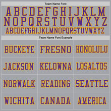 Load image into Gallery viewer, Custom Gray Purple-Gold Mesh Authentic Throwback Football Jersey