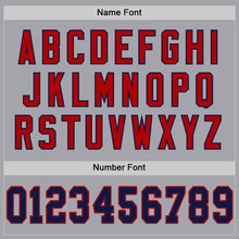 Load image into Gallery viewer, Custom Gray Navy Red-White Mesh Authentic Throwback Football Jersey