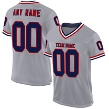 Load image into Gallery viewer, Custom Gray Navy Red-White Mesh Authentic Throwback Football Jersey