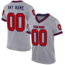Load image into Gallery viewer, Custom Gray Red-Navy Mesh Authentic Throwback Football Jersey
