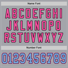 Load image into Gallery viewer, Custom Gray Light Blue Black-Pink Mesh Authentic Throwback Football Jersey