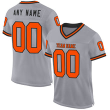 Load image into Gallery viewer, Custom Gray Orange-Black Mesh Authentic Throwback Football Jersey