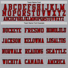 Load image into Gallery viewer, Custom Gray Black-Red Mesh Authentic Throwback Football Jersey