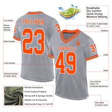 Load image into Gallery viewer, Custom Gray Orange-White Mesh Authentic Throwback Football Jersey