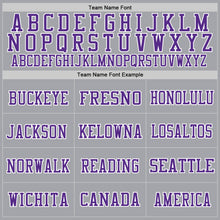Load image into Gallery viewer, Custom Gray Purple-White Mesh Authentic Throwback Football Jersey