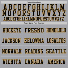 Load image into Gallery viewer, Custom Gray Black-Old Gold Mesh Authentic Throwback Football Jersey