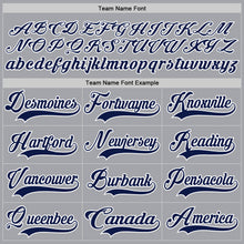 Load image into Gallery viewer, Custom Gray Navy-White Hockey Lace Neck Jersey