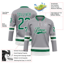 Load image into Gallery viewer, Custom Gray Kelly Green-White Hockey Lace Neck Jersey