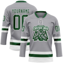 Load image into Gallery viewer, Custom Gray Green-White Hockey Lace Neck Jersey