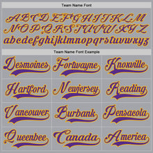 Load image into Gallery viewer, Custom Gray Purple-Gold Hockey Lace Neck Jersey