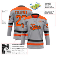 Load image into Gallery viewer, Custom Gray Orange-Black Hockey Lace Neck Jersey