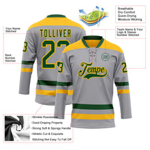 Load image into Gallery viewer, Custom Gray Green-Gold Hockey Lace Neck Jersey