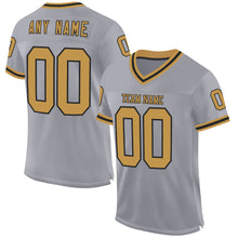 Load image into Gallery viewer, Custom Gray Old Gold-Black Mesh Authentic Throwback Football Jersey