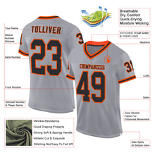 Load image into Gallery viewer, Custom Gray Black-Orange Mesh Authentic Throwback Football Jersey