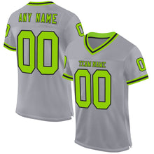 Load image into Gallery viewer, Custom Gray Neon Green-Black Mesh Authentic Throwback Football Jersey