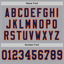 Load image into Gallery viewer, Custom Gray Navy-Orange Mesh Authentic Throwback Football Jersey