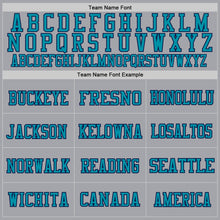 Load image into Gallery viewer, Custom Gray Navy-Teal Mesh Authentic Throwback Football Jersey