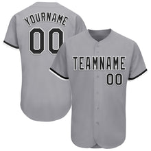 Load image into Gallery viewer, Custom Gray Black-White Authentic Baseball Jersey