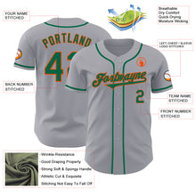 Load image into Gallery viewer, Custom Gray Kelly Green-Orange Authentic Baseball Jersey
